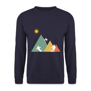 Ski Skiing Winter sports Colorful - Unisex Sweatshirt - navy - Front - Alina (178cm) & Michal (187cm)