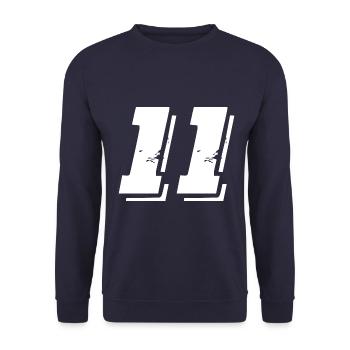 11 Zahl Symbol - Unisex Pullover - Navy - Vorne - Alina (178cm) & Michal (187cm)