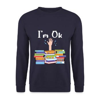 My Book smells Better than your Tablet - Unisex Pullover - Navy - Vorne - Alina (178cm) & Michal (187cm)