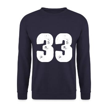 33 Zahl Trikot - Unisex Pullover - Navy - Vorne - Alina (178cm) & Michal (187cm)