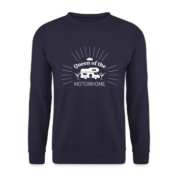 Lustiges Geschenk für Frau, die die Wohnmobil-Königin ist - Unisex Pullover - Navy - Vorne - Alina (178cm) & Michal (187cm)