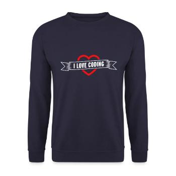 I Love Coding Heart | Gift for Programmer Son - Unisex Sweatshirt - navy - Front - Alina (178cm) & Michal (187cm)