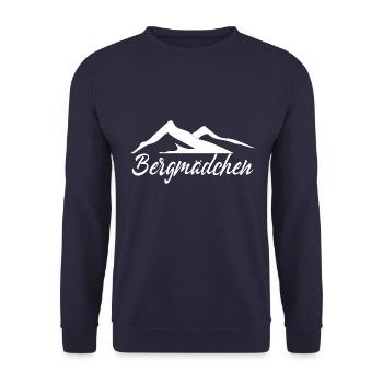 Damen Bergmädchen Wandern Geschenk Wandershirt - Unisex Pullover - Navy - Vorne - Alina (178cm) & Michal (187cm)