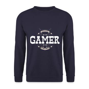 Gamer Beruf - Unisex Pullover - Navy - Vorne - Alina (178cm) & Michal (187cm)
