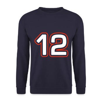 12 Zahl symbol - Unisex Pullover - Navy - Vorne - Alina (178cm) & Michal (187cm)