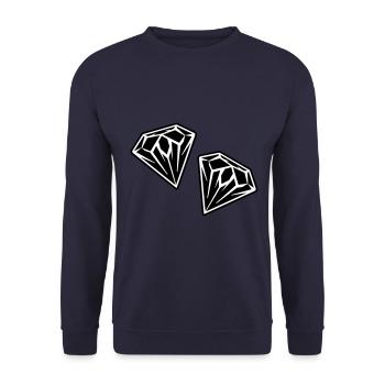 Diamant Symbol Logo - Unisex Pullover - Navy - Vorne - Alina (178cm) & Michal (187cm)