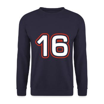 16 Zahl symbol - Unisex Pullover - Navy - Vorne - Alina (178cm) & Michal (187cm)