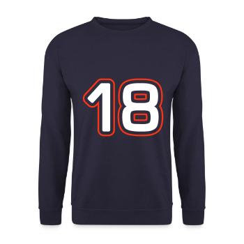 18 Zahl symbol - Unisex Pullover - Navy - Vorne - Alina (178cm) & Michal (187cm)