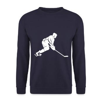 Ice Hockey Spieler Silhouette - Unisex Pullover - Navy - Vorne - Alina (178cm) & Michal (187cm)