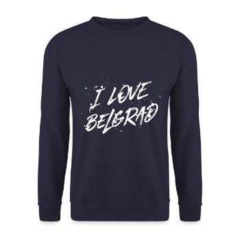 I Love Belgrade - Unisex Sweatshirt - navy - Front - Alina (178cm) & Michal (187cm)