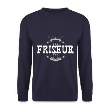 Friseur Beruf - Unisex Pullover - Navy - Vorne - Alina (178cm) & Michal (187cm)