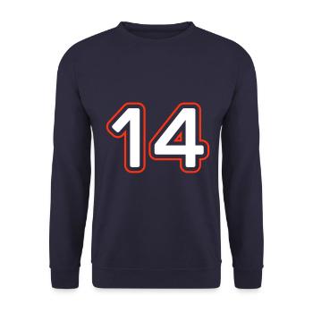 14 Zahl symbol - Unisex Pullover - Navy - Vorne - Alina (178cm) & Michal (187cm)