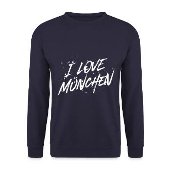 I Love München - Unisex Pullover - Navy - Vorne - Alina (178cm) & Michal (187cm)