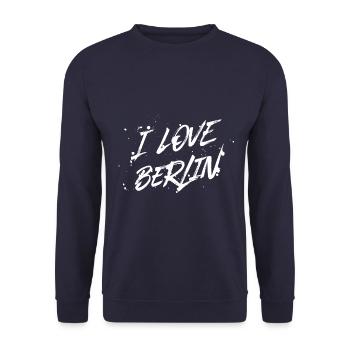 I Love Berlin - Unisex Sweatshirt - navy - Front - Alina (178cm) & Michal (187cm)
