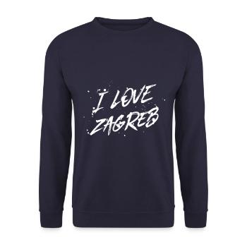I Love Zagreb - Unisex Sweatshirt - navy - Front - Alina (178cm) & Michal (187cm)