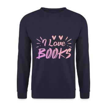I love books - Unisex Sweatshirt - navy - Front - Alina (178cm) & Michal (187cm)