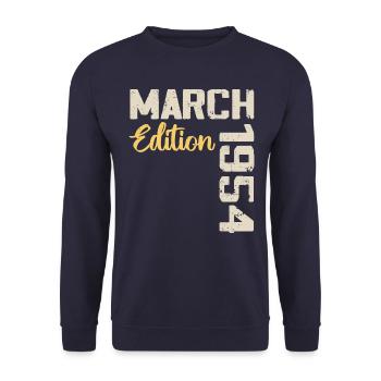 Mars 1954 Cadeau Anniversaire Mars 1954 - Sweat-shirt Unisexe - marine - Devant - Alina (178cm) & Michal (187cm)