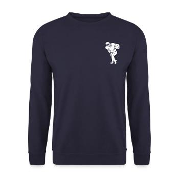 Foundlux, AMERICAN FOOTBALL, "QUARTERBACK-PLAYER - Unisex Pullover - Navy - Vorne - Alina (178cm) & Michal (187cm)