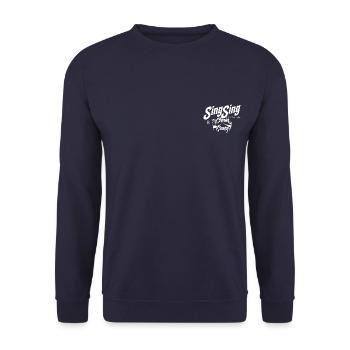 SingSing & The Chain Gang - weiss - Unisex Pullover - Navy - Vorne - Alina (178cm) & Michal (187cm)