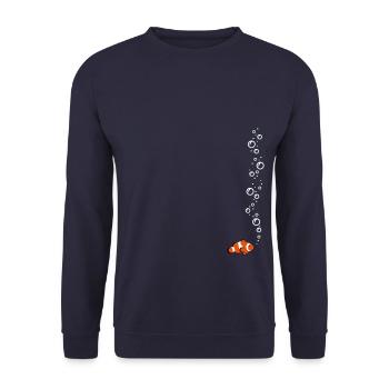 Clownfisch mit Blubbeln - Unisex Pullover - Navy - Vorne - Alina (178cm) & Michal (187cm)