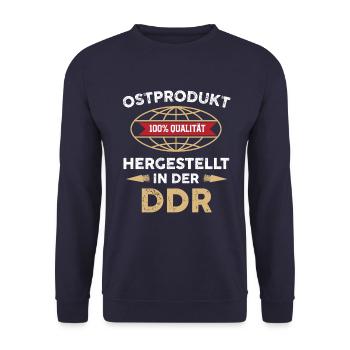 Ostprodukt, Hergestellt in der DDR, Ostdeutschland - Unisex Pullover - Navy - Vorne - Alina (178cm) & Michal (187cm)