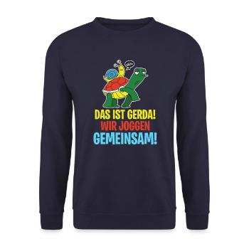 Das ist Gerda Wir joggen gemeinsam, Laufen, Rennen - Unisex Pullover - Navy - Vorne - Alina (178cm) & Michal (187cm)