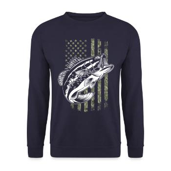 Pêche à la perche American Camo USA Flag - Sweat-shirt Unisexe - marine - Devant - Alina (178cm) & Michal (187cm)