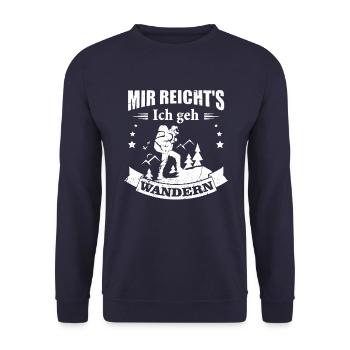 Mir reicht's ich geh wandern! Wander Funshirt cool - Unisex Pullover - Navy - Vorne - Alina (178cm) & Michal (187cm)