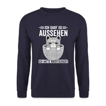 Nachtschicht, Schichtdienst, Nachtdienst, Funshirt - Unisex Pullover - Navy - Vorne - Alina (178cm) & Michal (187cm)