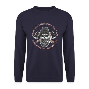 Bart Bartträger Vollbart Schnauzer Männer Geschenk - Unisex Pullover - Navy - Vorne - Alina (178cm) & Michal (187cm)