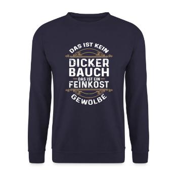 Dicker Bauch, Feinkostgewölbe, Feinschmecker, Fun - Unisex Pullover - Navy - Vorne - Alina (178cm) & Michal (187cm)