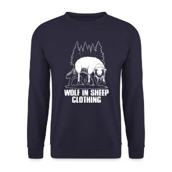 Wolf im Schafspelz, Wölfe, Rudel, Schäferei, Fun - Unisex Pullover - Navy - Vorne - Alina (178cm) & Michal (187cm)