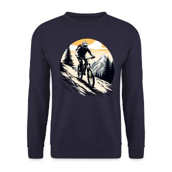 mountain biker, bicycle, mountains, outdoor, sport - Unisex Sweatshirt - navy - Front - Alina (178cm) & Michal (187cm)