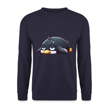 Tired penguin sad limp and listless - Unisex Sweatshirt - navy - Front - Alina (178cm) & Michal (187cm)
