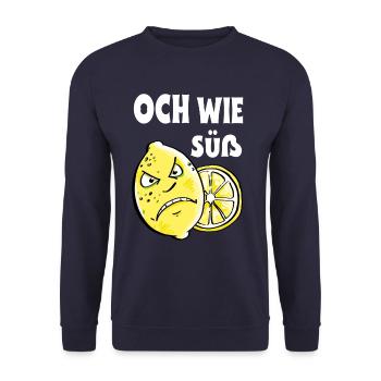 Och wie süß - Zitrone - Sauer - Unisex Pullover - Navy - Vorne - Alina (178cm) & Michal (187cm)
