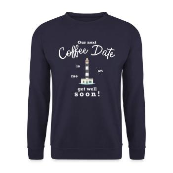 Gute Besserung, das nächste Kaffee-Date zahle ich - Unisex Pullover - Navy - Vorne - Alina (178cm) & Michal (187cm)