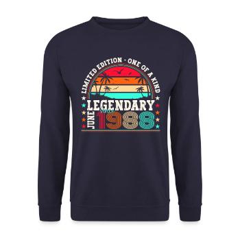 Legend June 1988 34th Birthday Gift Men - Unisex Sweatshirt - navy - Front - Alina (178cm) & Michal (187cm)
