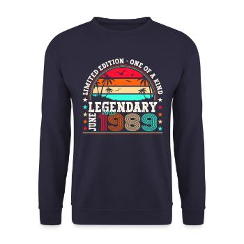 Legend June 1989 33rd Birthday Gift Men - Unisex Sweatshirt - navy - Front - Alina (178cm) & Michal (187cm)