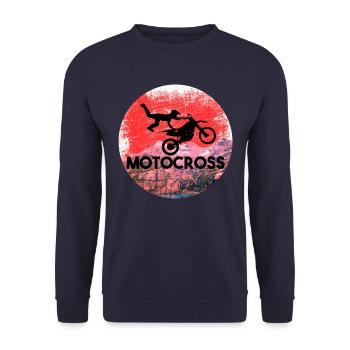 Motocross Geschenk Berglandschaft MX - Unisex Pullover - Navy - Vorne - Alina (178cm) & Michal (187cm)