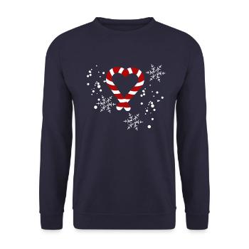 Heart from candy canes Christmas gift - Unisex Sweatshirt - navy - Front - Alina (178cm) & Michal (187cm)