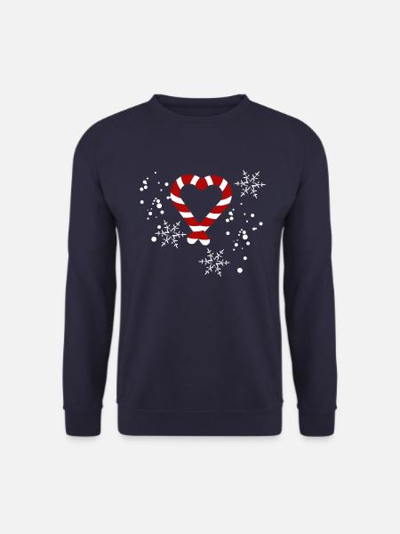 Herz aus Zuckerstangen Geschenk Weihnachten - Unisex Pullover - Navy