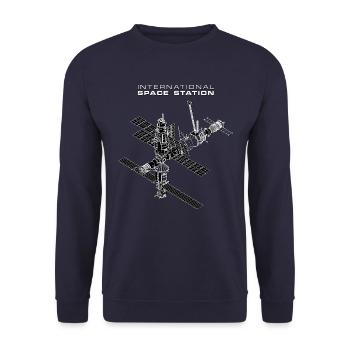 International Space Station with Soyuz - Unisex Sweatshirt - navy - Front - Alina (178cm) & Michal (187cm)