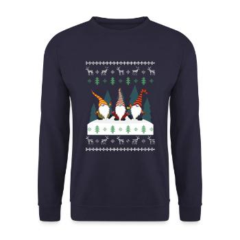 Cadeau de gnomies de Noël laid - Sweat-shirt Unisexe - marine - Devant - Alina (178cm) & Michal (187cm)