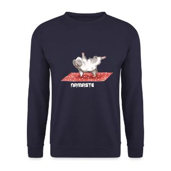 Méditation yoga cochon d'Inde - Sweat-shirt Unisexe - marine - Devant - Alina (178cm) & Michal (187cm)