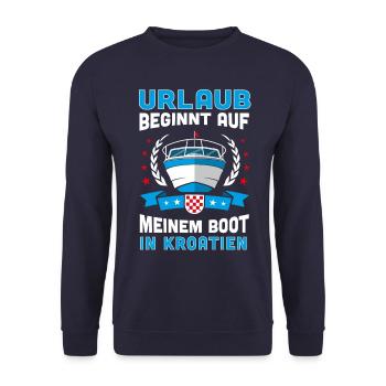 Boot Bootsurlaub Kroatien Boot Bootfahren Geschenk - Unisex Pullover - Navy - Vorne - Alina (178cm) & Michal (187cm)