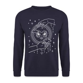 Sternzeichen Widder - Unisex Pullover - Navy - Vorne - Alina (178cm) & Michal (187cm)
