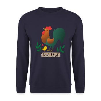 best Dad Papa Hahn mit Küken - Unisex Pullover - Navy - Vorne - Alina (178cm) & Michal (187cm)
