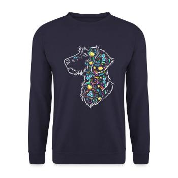 Flower Dachs WH - Unisex Sweatshirt - navy - Front - Alina (178cm) & Michal (187cm)