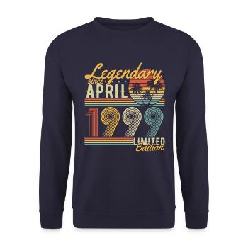 Légendaire depuis avril 1999 Vintage Birthday - Sweat-shirt Unisexe - marine - Devant - Alina (178cm) & Michal (187cm)
