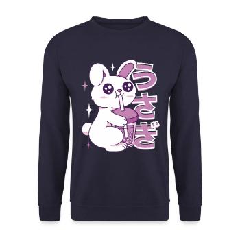 Thé à bulles Kawaii Bunny - Sweat-shirt Unisexe - marine - Devant - Alina (178cm) & Michal (187cm)